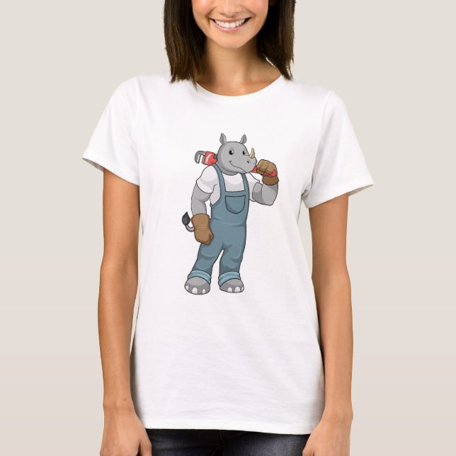 Rhino als Handyman mit Wasserpumpenzange T-Shirt (Vorderseite)