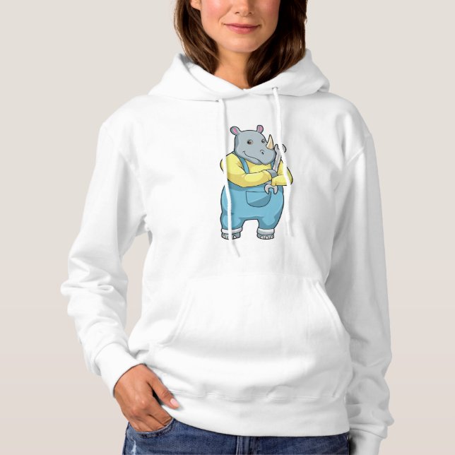 Rhino als Mechanik mit Wrench Hoodie (Vorderseite)