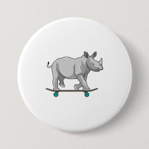Rhino als Skater mit Skateboard Button