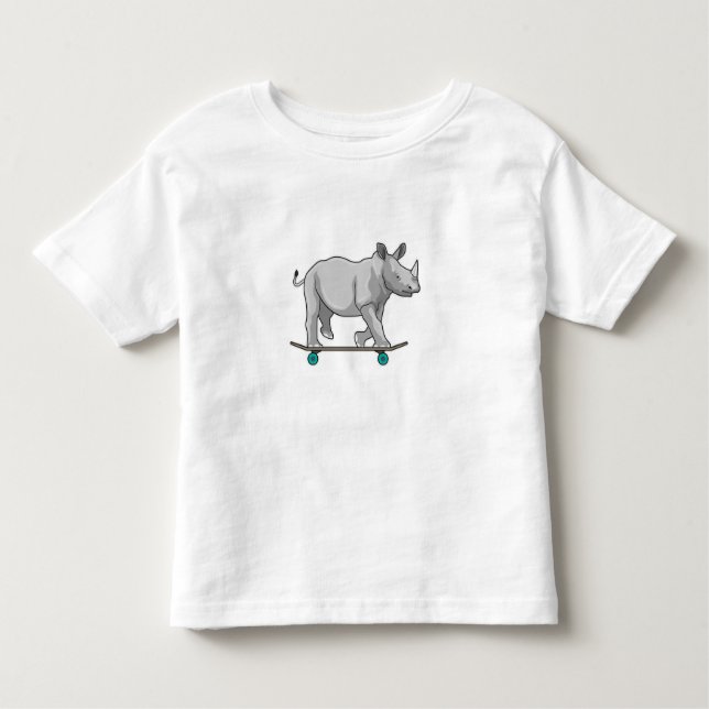 Rhino als Skater mit Skateboard Kleinkind T-shirt (Vorderseite)