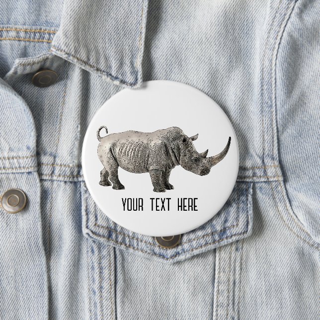 Rhino Animal Niedlich Adorable Custom Button (Beispiel)