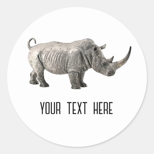 Rhino Animal Niedlich Adorable Custom Runder Aufkleber (Vorderseite)