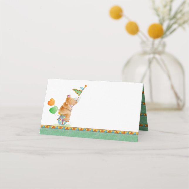Rhino Aquarell Art Babydusche Platzkarten (Vorderseite)