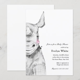 Rhino aquarelle invitation Baby shower