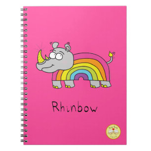 Rhino arc-en-ciel Cahier Rose