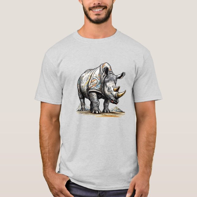 Rhino Art Work for T-Shirt Vector Printing (Devant)