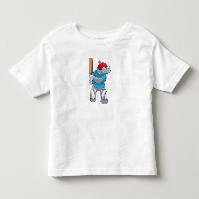 Rhino auf Cricket mit Cricket-Fledermaus Kleinkind T-shirt (Vorderseite)