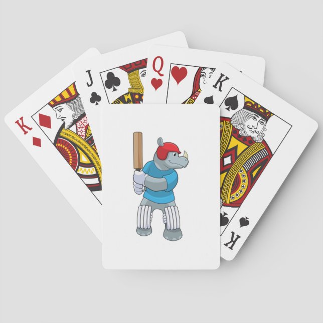 Rhino auf Cricket mit Cricket-Fledermaus Spielkarten (Rückseite)