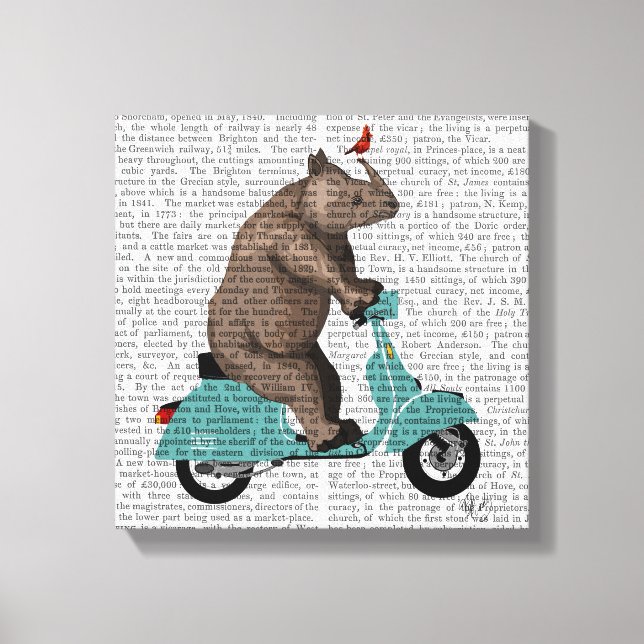 Rhino auf Moped Leinwanddruck (Vorderseite)