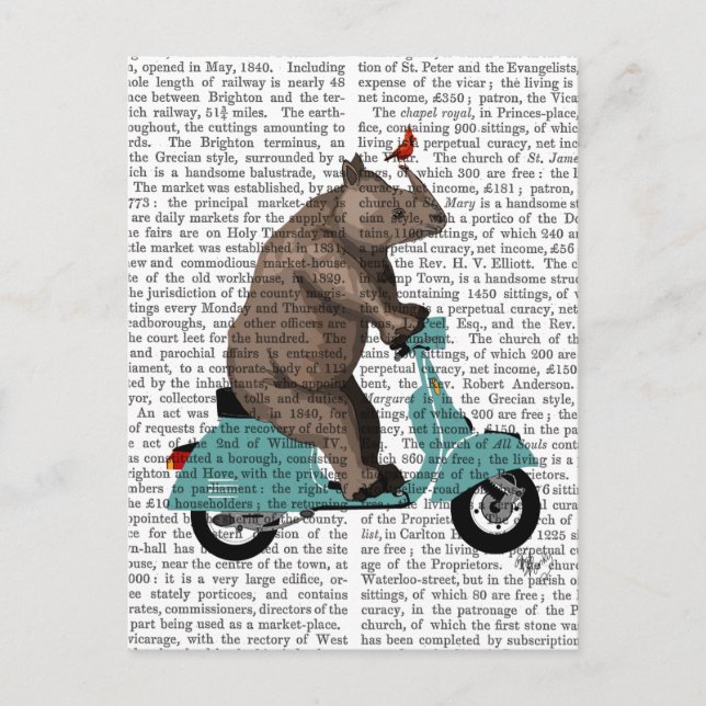 Rhino auf Moped Postkarte (Vorderseite)