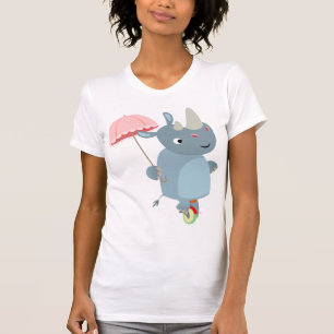 Rhino avec parapluie sur T-shirt femmes monocycle