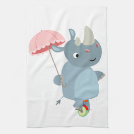 Rhino avec parapluie sur Unicycle serviette de cui