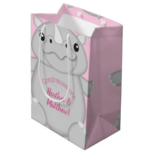 Rhino Baby Dusche Pink Mittlere Geschenktüte