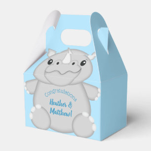 Rhino Baby Shower Blue Geschenkschachtel