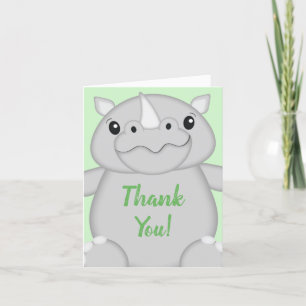 Rhino Baby Shower Green Dankeskarte