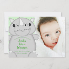 Rhino Baby Shower Green Einladung