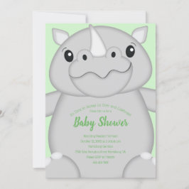 Rhino Baby Shower Green Einladung