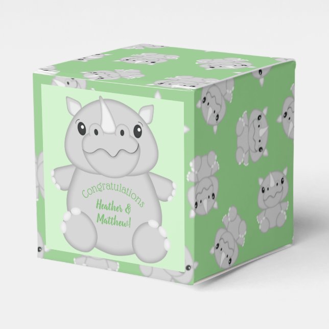 Rhino Baby Shower Green Geschenkschachtel (Vorderseite)