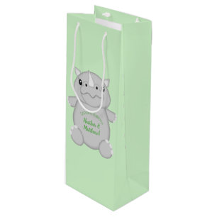 Rhino Baby Shower Green Geschenktüte Für Weinflaschen
