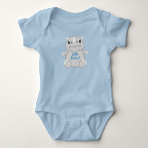 Rhino-Baby-Shower-Safari Blau Baby Strampler