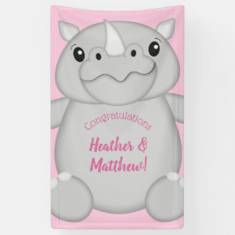 Rhino Baby Shower Safari Pink Girl Banner
