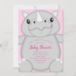Rhino Baby Shower Safari Pink Girl Einladung