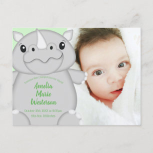 Rhino Baby Shower Safari Postkarte