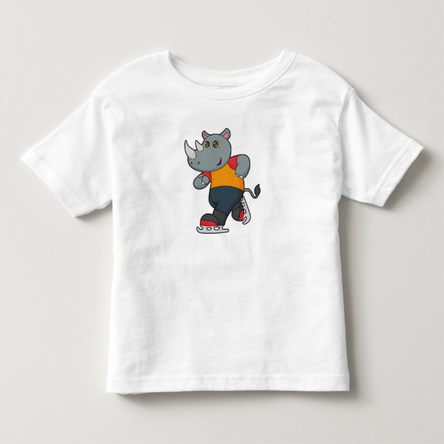 Rhino bei Ice Skaten mit Ice-Skaten Kleinkind T-shirt (Vorderseite)