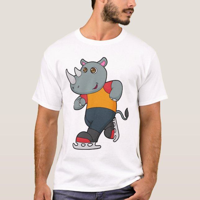 Rhino bei Ice Skaten mit Ice-Skaten T-Shirt (Vorderseite)