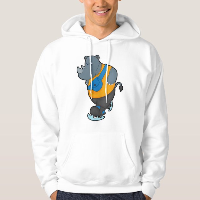 Rhino bei Ice Skaten mit Sling-Tasche Hoodie (Vorderseite)