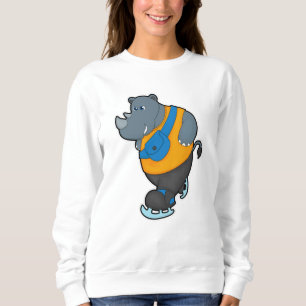 Rhino bei Ice Skaten mit Sling-Tasche Sweatshirt