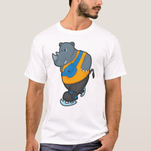 Rhino bei Ice Skaten mit Sling-Tasche T-Shirt