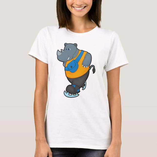 Rhino bei Ice Skaten mit Sling-Tasche T-Shirt (Vorderseite)