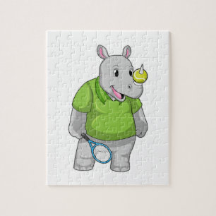 Rhino bei Tennis mit Tennisball