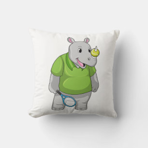 Rhino bei Tennis mit Tennisball Kissen