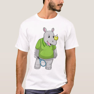Rhino bei Tennis mit Tennisball T-Shirt