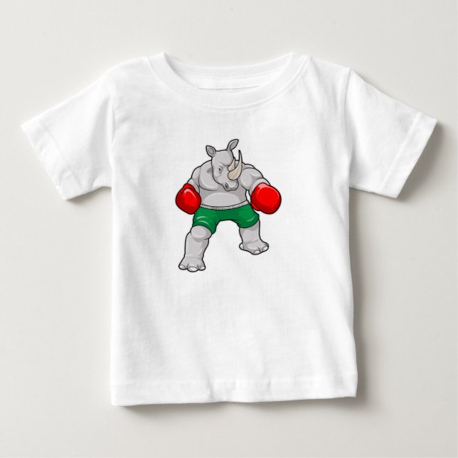 Rhino beim Boxen mit Boxhandschuhen Baby T-shirt (Vorderseite)