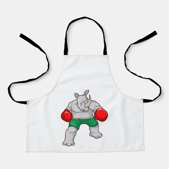 Rhino beim Boxen mit Boxhandschuhen Schürze (Vorderseite)