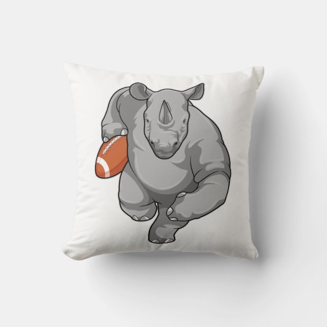 Rhino beim Fußballsport Kissen (Vorderseite)