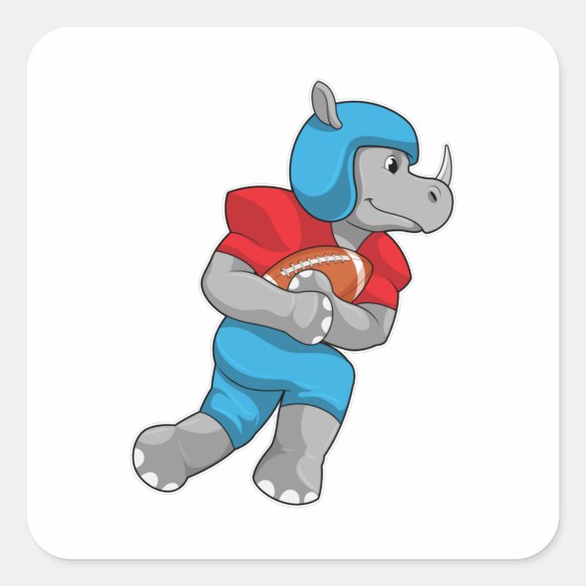 Rhino beim Fußballsport Quadratischer Aufkleber (Vorderseite)