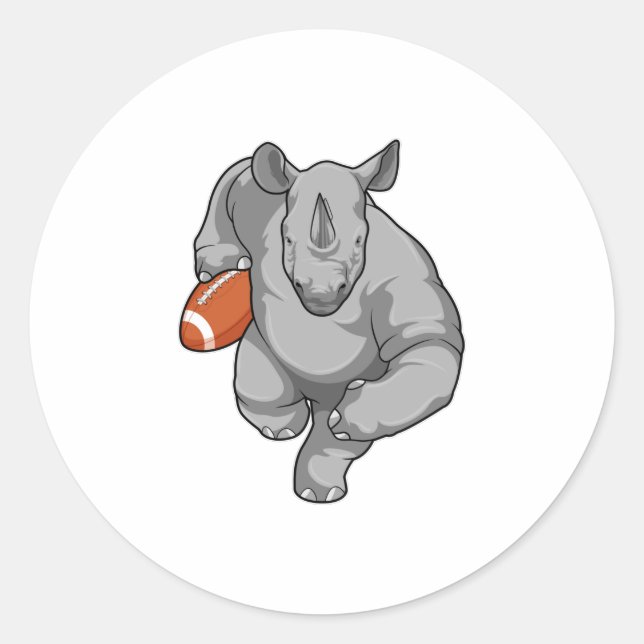 Rhino beim Fußballsport Runder Aufkleber (Vorderseite)