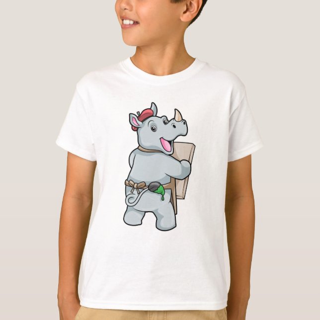 Rhino beim Malen mit Farben T-Shirt (Vorderseite)