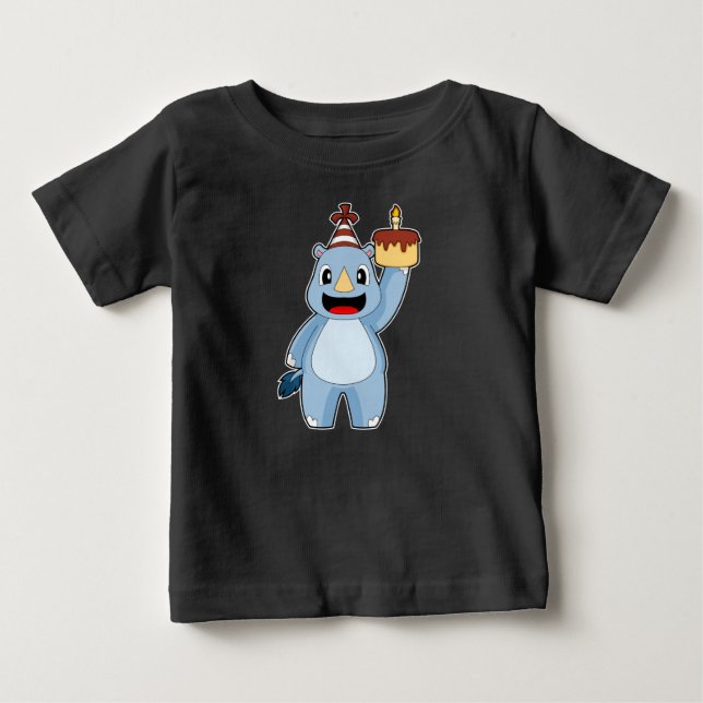 Rhino Birthday Candle Cake Baby T-shirt (Vorderseite)