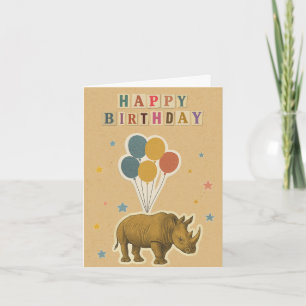 Rhino Birthday Card auf Kraft Hintergrund Karte
