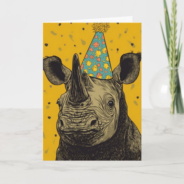 Rhino Birthday Party Grußkarte Karte (Vorderseite)
