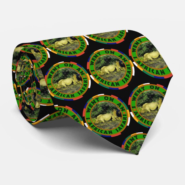 Rhino Couple Africa Circle Neck Tie Krawatte (Gerollt)