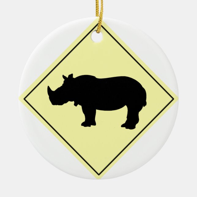 Rhino Crossing Sign Keramik Ornament (Vorne)