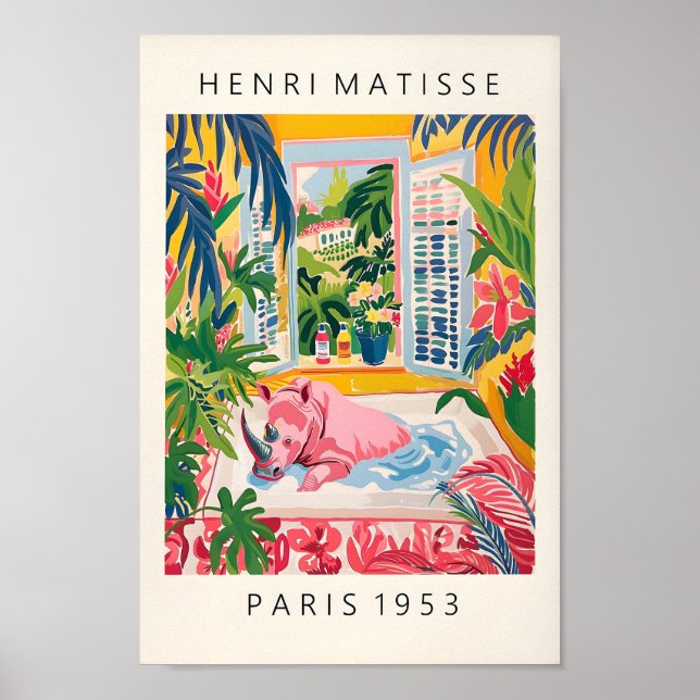 Rhino Dans Bain Art Print, Poster Matisse, Bain (Devant)