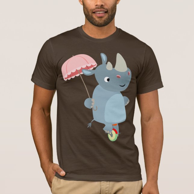 Rhino de dessin avec parapluie sur T-shirt monocyc (Devant)