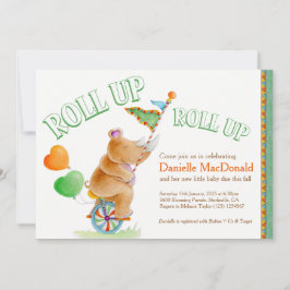 Rhino Elefant Aquarellbraun Babydusche Einladung